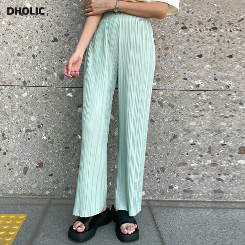 プリーツイージーワイドパンツ・t00752 レディース 【pt】 韓国ファッション ボトムス パンツ ロング丈 ハイウエスト フルレングス プリーツ イージー ウエストゴム プリーツ ワイド 無地 パステル カラバリ デイリー 春 夏 カジュアル