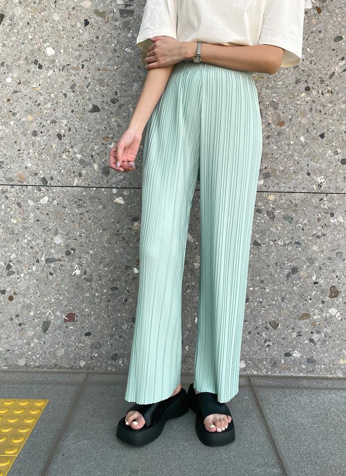 プリーツイージーワイドパンツ・t00752 レディース 【pt】 韓国ファッション ボトムス パンツ ロング丈 ハイウエスト フルレングス プリーツ イージー ウエストゴム プリーツ ワイド 無地 パステル カラバリ デイリー 春 夏 カジュアル