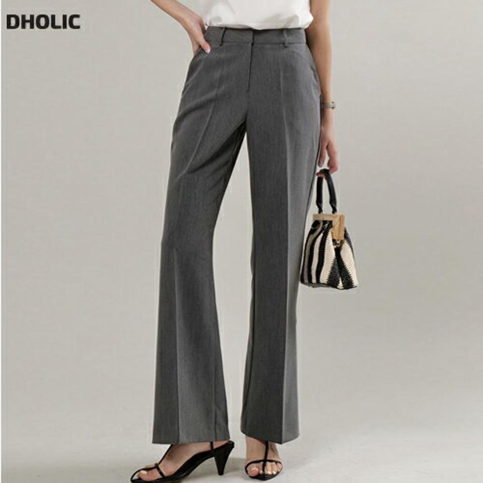 スリムフレアスラックス・t00761 レディース 【pt】 韓国ファッション ボトムス パンツ スラックス ロング丈 フルレングス ハイウエスト スリムフィット フレア レーヨン混 無地 オフィスカジュアル モード デイリー 春 夏 カジュアル