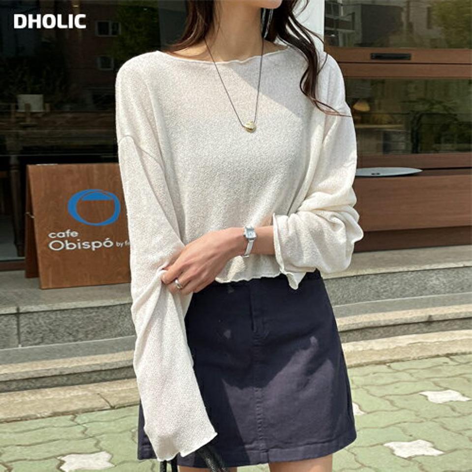 【4DAY限定SALE】【送料無料・メール便】リネン混メロウ長袖Tシャツ・t00684 レディース【tops】韓国ファッション トップス Tシャツ ボートネック 長袖 ドロップショルダー メロウヘム リネン混 ショート ルーズ 無地 シンプル ナチュラル デイリー 春 夏 カジュアル【UB3】