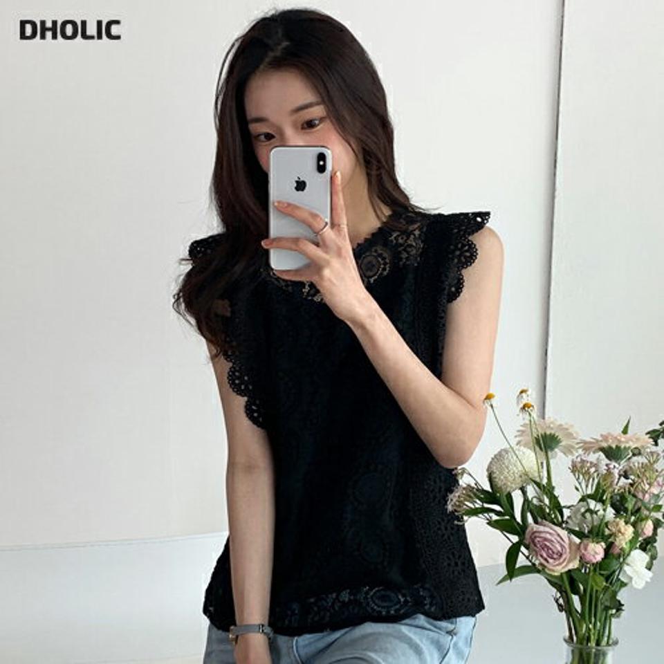 ≪人気商品再入荷≫花柄レースノースリーブ・b00686 レディース 【tops】 韓国ファッション トップス ノースリーブ ラウンドネック レースネック 花柄 フラワー クロップド シアー 透け感 ナチュラルライン 大人 お出かけ キュート ガーリー 春 夏 カジュアル