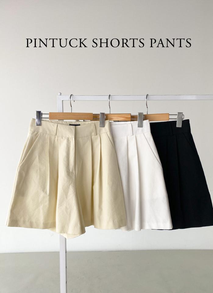 【マラソン特価】コットンショートパンツ・t00661 レディース 【pt】 韓国ファッション ボトムス パンツ ショート丈 ハイウエスト タック コットン 綿100 ワイド 台形 ベルトループ 無地 シンプル 大人カジュアル モード デイリー 春 夏 カジュアル