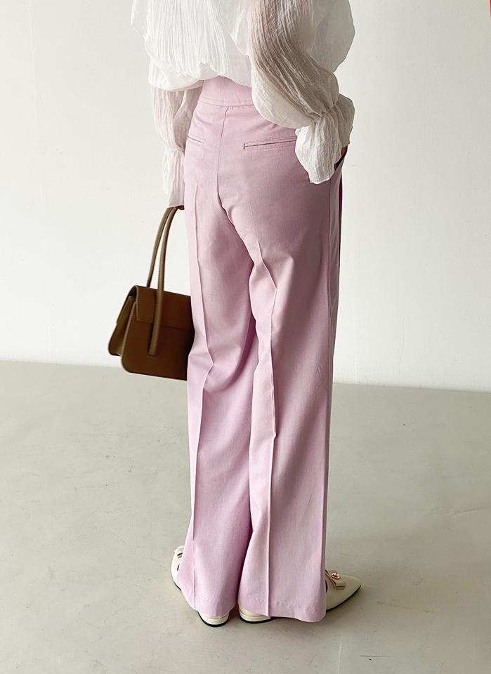 リネン混ストレートスラックス・t00660 レディース 【pt】 韓国ファッション ボトムス パンツ ロング丈 フルレングス ハイウエスト リネン混 ストレート ゆったり 無地 オフィスカジュアル モード シンプル 大人 春 夏 カジュアル