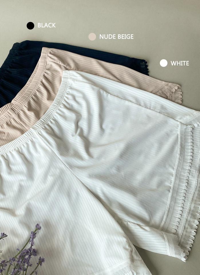 レースインナーパンツ・d00674 レディース 【uw】 韓国ファッション インナーパンツ インナー アンダーウェア 偽パン ショート丈 3分丈 レース ウエストゴム ワイド ゆったり 無地 シンプル 透け防止 デイリー カジュアル