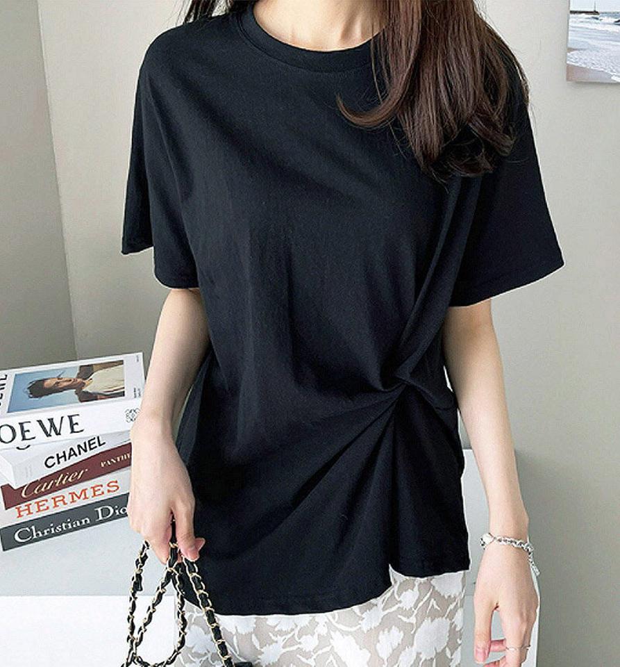 【4DAY限定SALE】ツイストコットン半袖Tシャツ・p004862 レディース 【tops】トップス Tシャツ 半袖 単色 無地 シンプル ベーシック ツイスト コットン 綿 春 夏 カジュアル ラフ ゆったり 楽ちん 韓国ファッション MKT