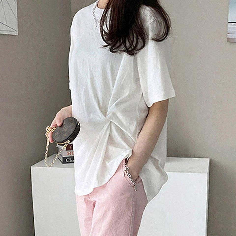 【4DAY限定SALE】ツイストコットン半袖Tシャツ・p004862 レディース 【tops】トップス Tシャツ 半袖 単色 無地 シンプル ベーシック ツイスト コットン 綿 春 夏 カジュアル ラフ ゆったり 楽ちん 韓国ファッション MKT