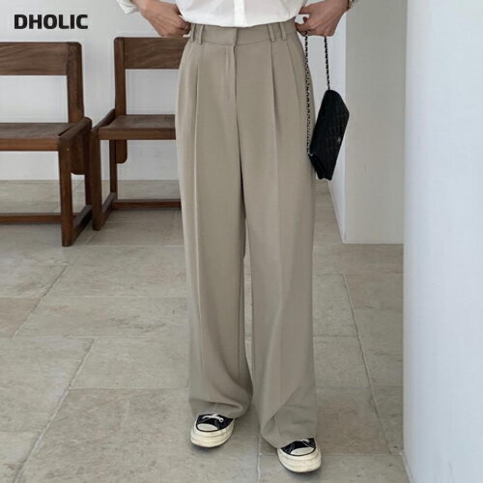 ツータックワイドスラックス・p004753 レディース 【pt】パンツ ロング丈 単色 無地 シンプル ベーシック タック スラックス ワイド オフィスカジュアル フルレングス 春 夏 秋 冬 体系カバー 端正 大人 韓国ファッション MKT