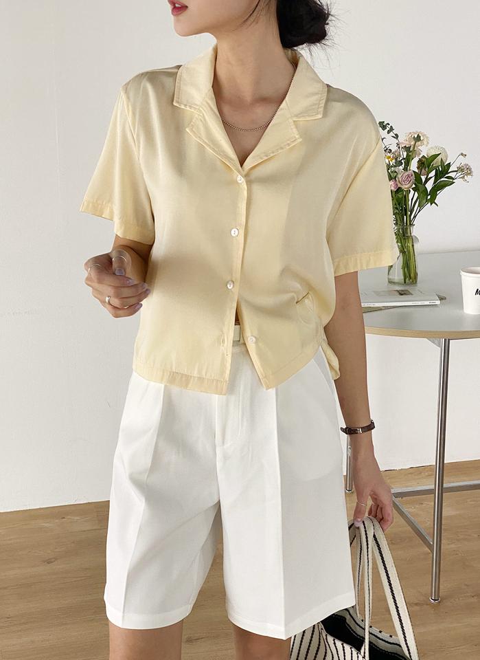 ベルト付ハーフパンツ・t00499 レディース 【pt】 韓国ファッション ボトムス パンツ ハーフ丈 ハイウエスト レザー調ベルト タック ワイド ルーズフィット 無地 スマート シンプル モード 大人カジュアル 春 夏 カジュアル