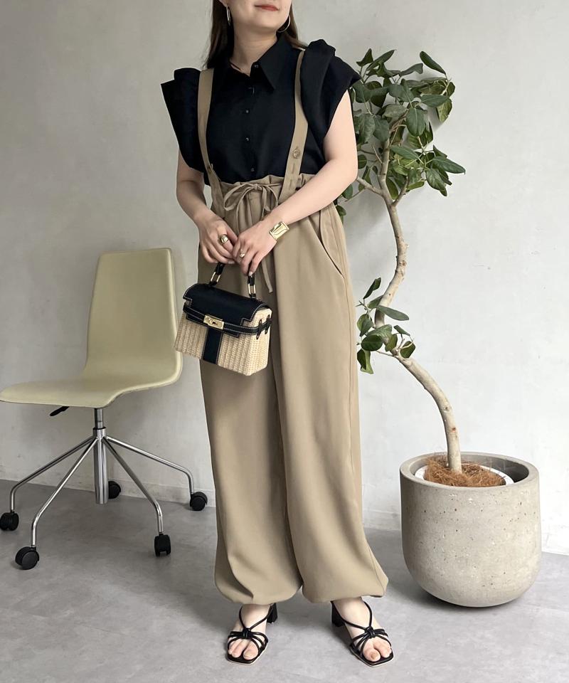 サスペンダー付きドロストミリタリーパンツ