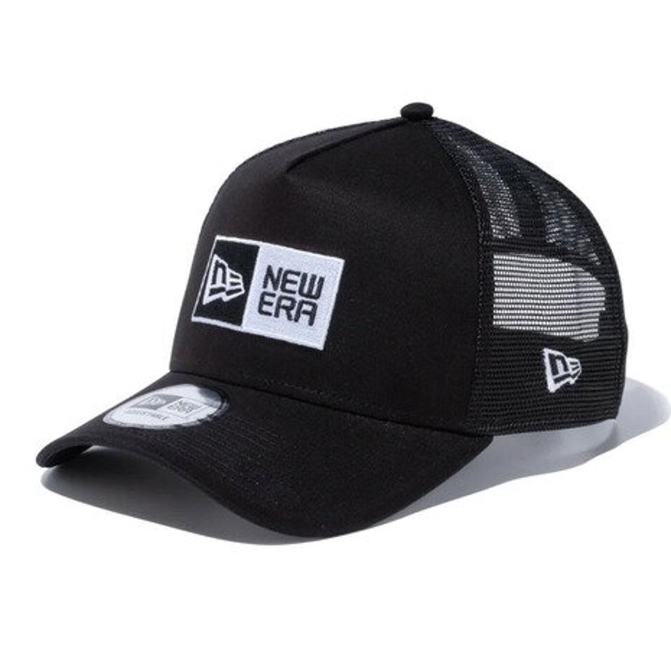 ニューエラ（NEW ERA）（メンズ、レディース）9FORTY A-Frame トラッカー ボックスロゴ ブラック×ホワイト キャップ 13552079