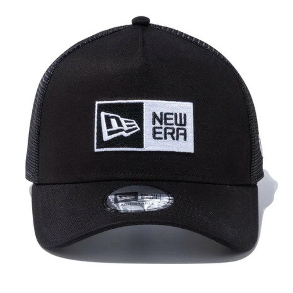 ニューエラ（NEW ERA）（メンズ、レディース）9FORTY A-Frame トラッカー ボックスロゴ ブラック×ホワイト キャップ 13552079