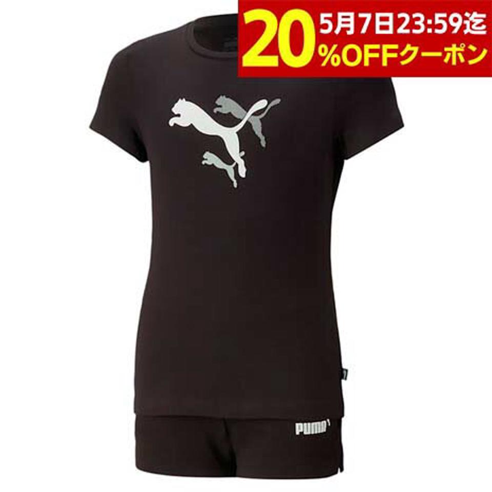 プーマ(PUMA)(キッズ)ガールズ グラフィック Tシャツ ショーツ 2点セット 675795 01 BLK