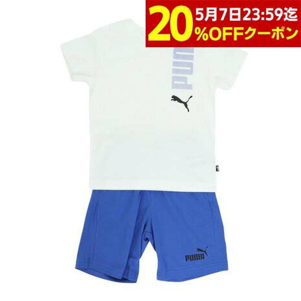 プーマ(PUMA)(キッズ)ボーイズ ロゴ ラボ 上下 2点セット Tシャツ & ショーツ 675805 02 WHT
