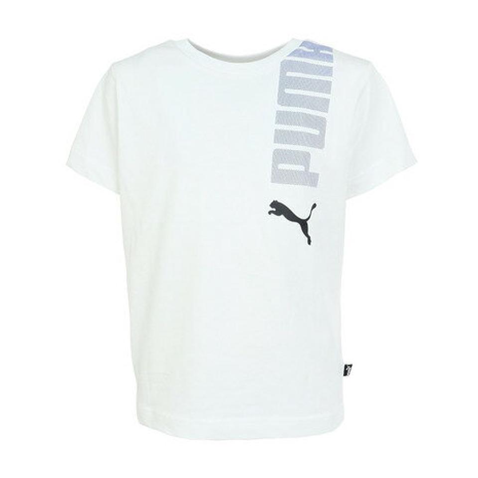プーマ(PUMA)(キッズ)ボーイズ ロゴ ラボ 上下 2点セット Tシャツ & ショーツ 675805 02 WHT