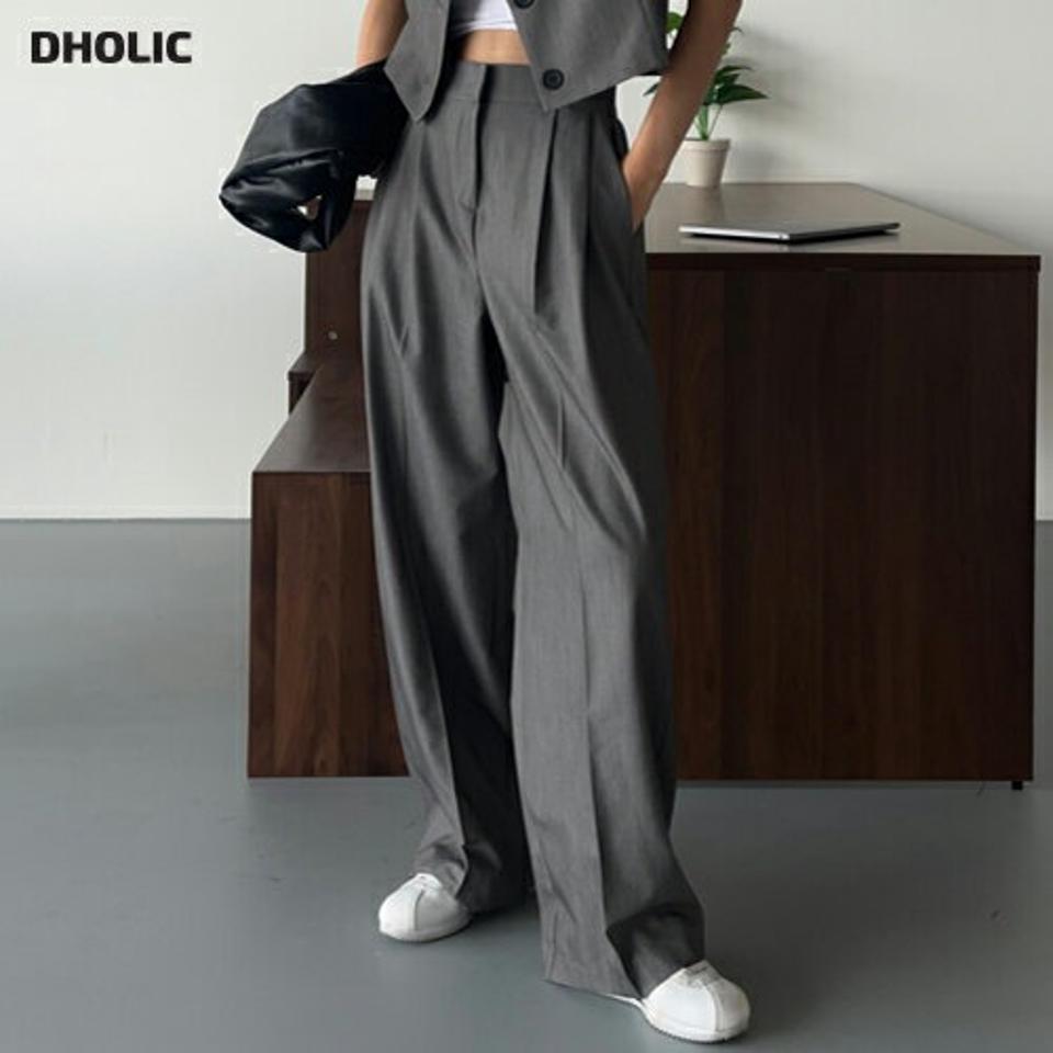 タックワイドスラックス・p004993 レディース 【pt】 韓国ファッション ボトムス パンツ スラックス ロング丈 フルレングス ハイウエスト タック ワイド ルーズフィット 無地 モード 大人 上品 お出かけ 春 秋 カジュアル MKT