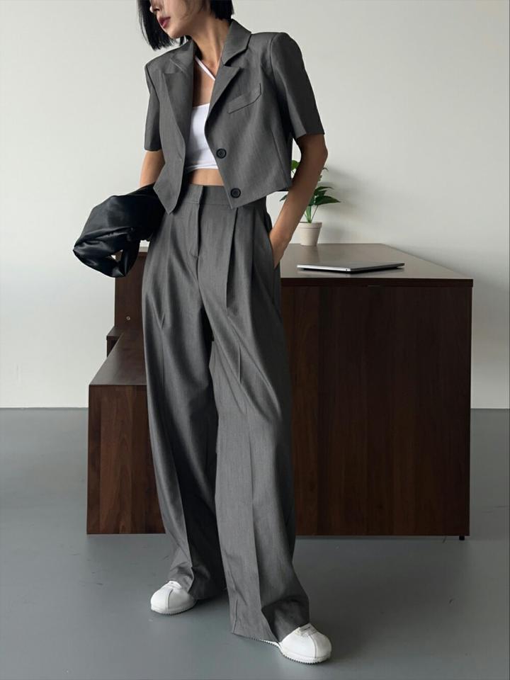 タックワイドスラックス・p004993 レディース 【pt】 韓国ファッション ボトムス パンツ スラックス ロング丈 フルレングス ハイウエスト タック ワイド ルーズフィット 無地 モード 大人 上品 お出かけ 春 秋 カジュアル MKT