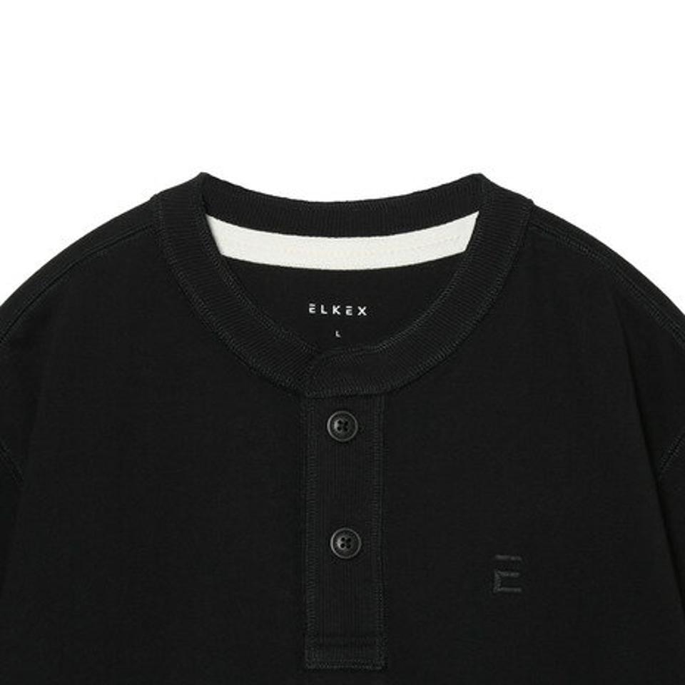 【2点10%OFFクーポン対象!8/10まで】エルケクス(ELKEX)(メンズ)ベーシックヘンリー 半袖Tシャツ EKM3S10006 BLK