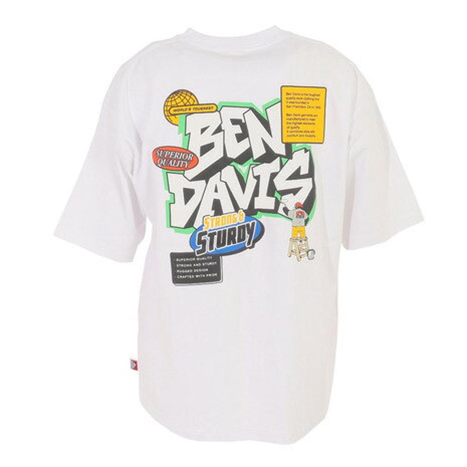 【20%OFFクーポン対象!8/10まで】ベンデイビス(BEN DAVIS)(メンズ)半袖Tシャツ メンズ オーバーラップ 23580022-WHT