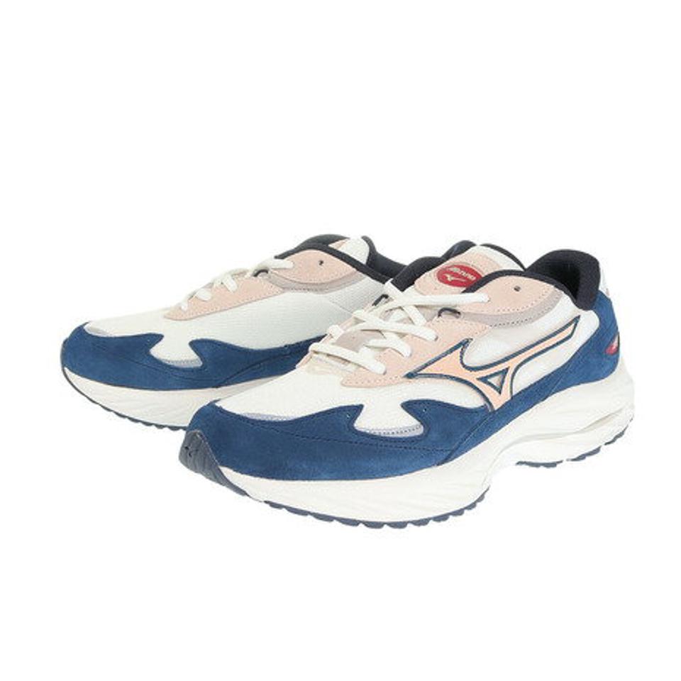 ミズノ（MIZUNO）（メンズ、レディース）カジュアルシューズ ウエーブライダー B ホワイト ネイビー D1GA330904 スニーカー スポーツシューズ クッション
