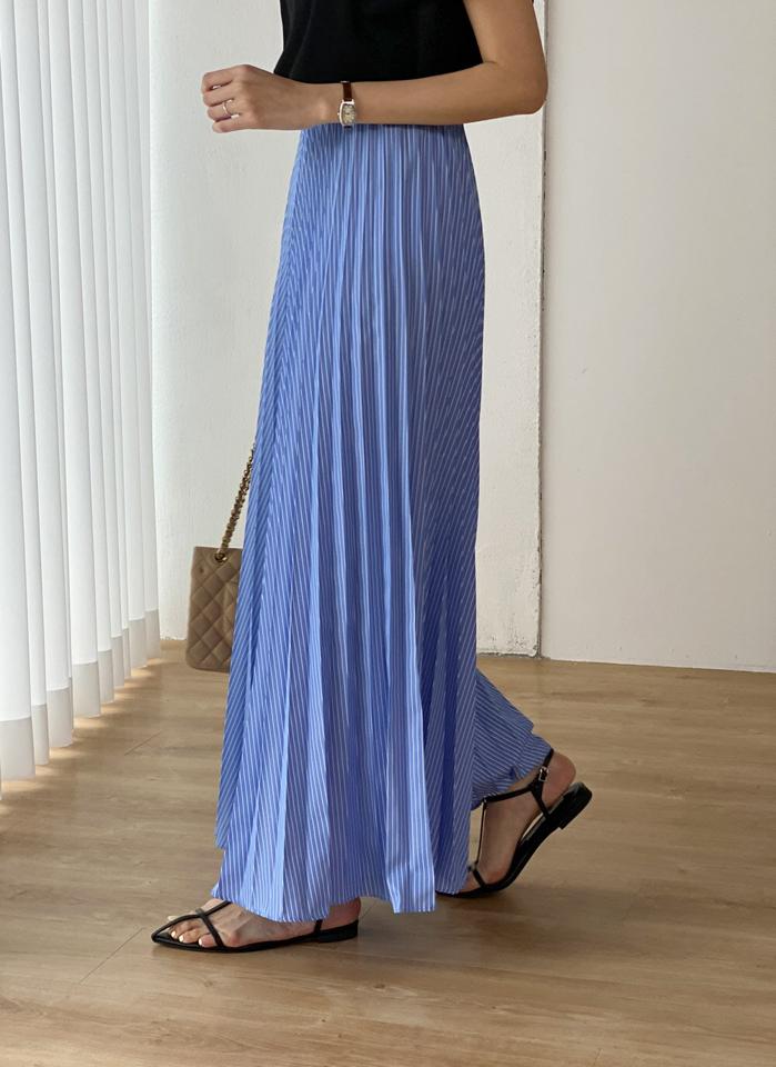 ストライプフレアパンツ・t72252 レディース 【pt】 韓国ファッション ボトムス パンツ ロング丈 フルレングス ハイウエスト ストライプ フレア ルーズフィット ワイド プリーツ 無地 ガーリー ラブリー 春 夏 カジュアル