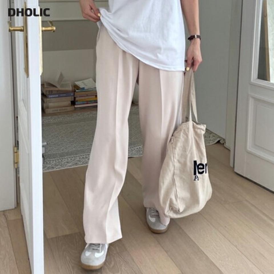 ウエストゴムワイドスラックス・p005093 レディース 【pt】 韓国ファッション ボトムス パンツ スラックス ロング丈 フルレングス ハイウエスト ウエストゴム ワイド ストレート 無地 シンプル ベーシック デイリー 大人 春 夏 秋 カジュアル MKT