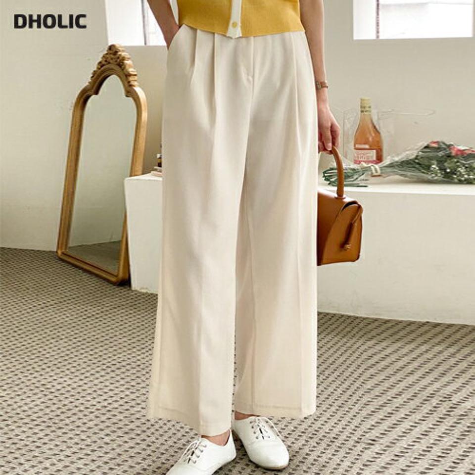 ツータックワイドスラックス・t00634 レディース 【pt】 韓国ファッション ボトムス パンツ ロング丈 ハイウエスト ツータック ワイド ルーズフィット ポケット ストレート 無地 オフィスカジュアル モード カラフル 春 夏 カジュアル