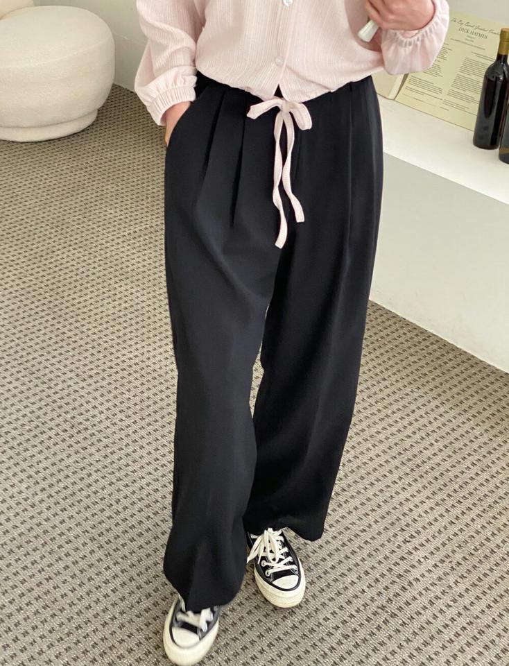 ツータックワイドスラックス・t00634 レディース 【pt】 韓国ファッション ボトムス パンツ ロング丈 ハイウエスト ツータック ワイド ルーズフィット ポケット ストレート 無地 オフィスカジュアル モード カラフル 春 夏 カジュアル