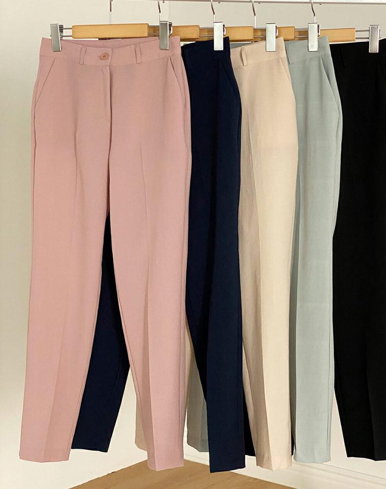 スリムストレートスラックス・t00694 レディース 【pt】 韓国ファッション パンツ ボトムス スラックス スリムフィット タイト ストレート センタープレス ハイウエスト 大人 オフィス カジュアル フェミニン 春 夏 カジュアル