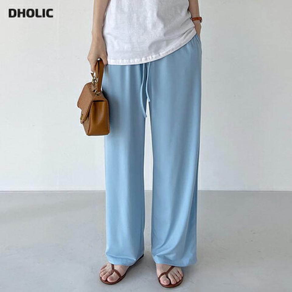 ドロストイージーワイドパンツ・t00744 レディース 【pt】 韓国ファッション ボトムス パンツ ロング丈 フルレングス ハイウエスト ドロスト イージー ストラップ ワイド ゆったり 無地 パステル カラバリ シンプル 春 夏 カジュアル