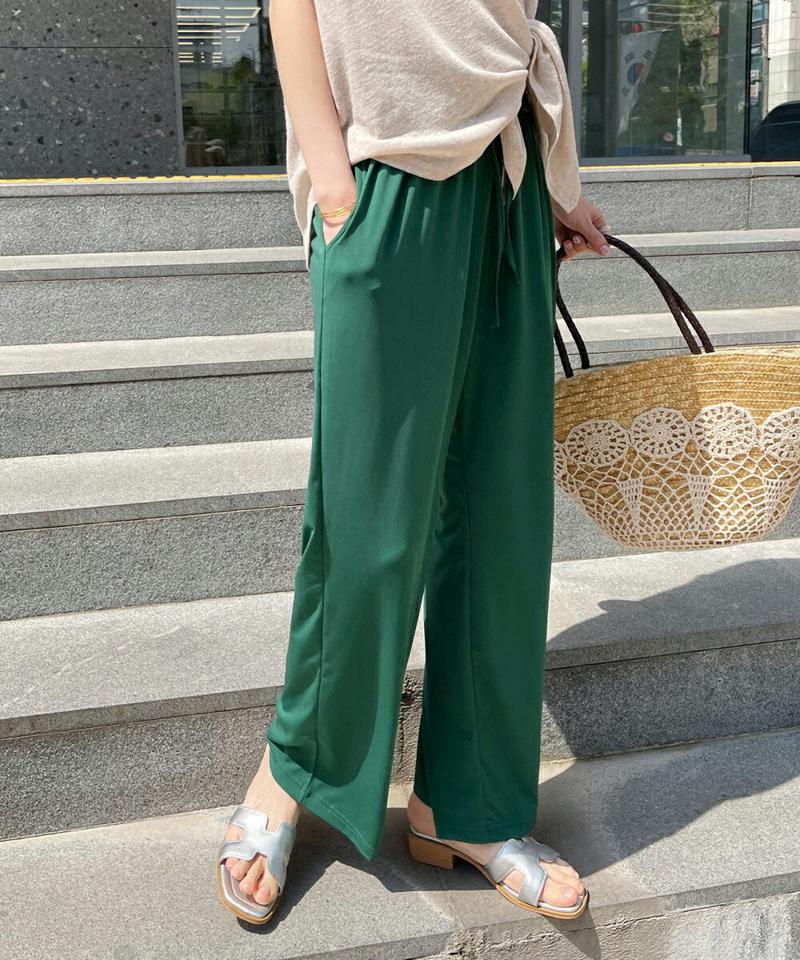 ドロストイージーワイドパンツ・t00744 レディース 【pt】 韓国ファッション ボトムス パンツ ロング丈 フルレングス ハイウエスト ドロスト イージー ストラップ ワイド ゆったり 無地 パステル カラバリ シンプル 春 夏 カジュアル