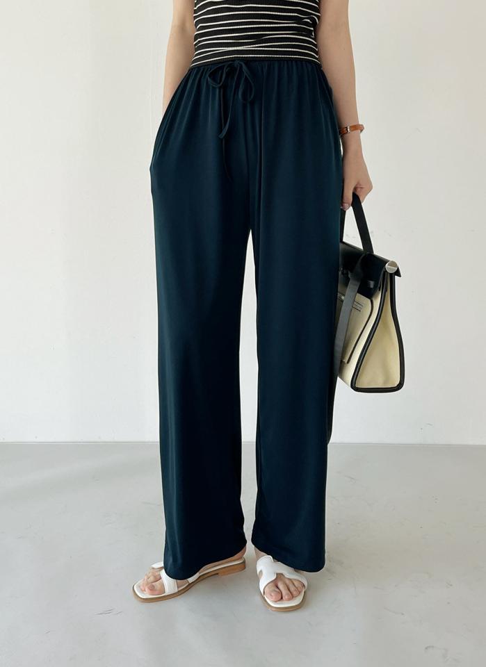 ドロストイージーワイドパンツ・t00744 レディース 【pt】 韓国ファッション ボトムス パンツ ロング丈 フルレングス ハイウエスト ドロスト イージー ストラップ ワイド ゆったり 無地 パステル カラバリ シンプル 春 夏 カジュアル