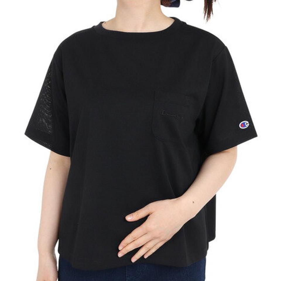 チャンピオン-ヘリテイジ(CHAMPION-HERITAGE)(レディース)半袖Tシャツ レディース 黒 UV加工 CW-X320 090