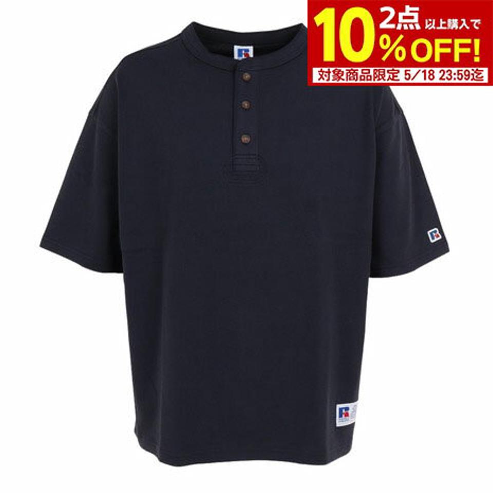 ラッセル(RUSSELL)(メンズ)半袖Tシャツ メンズ 88/12 ヘンリーネックTシャツ RBM23S0006 NVY