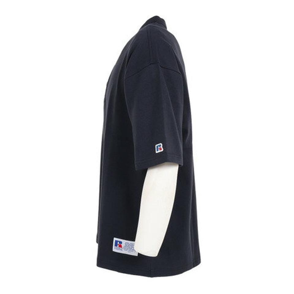 ラッセル(RUSSELL)(メンズ)半袖Tシャツ メンズ 88/12 ヘンリーネックTシャツ RBM23S0006 NVY