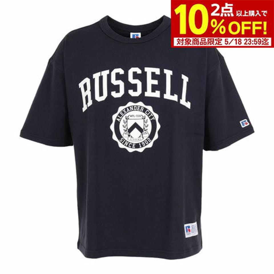 【20%OFFクーポン対象!10/12まで】ラッセル(RUSSELL)(メンズ)半袖Tシャツ メンズ 88/12 カレッジクルーネックTシャツ RBM23S0005 NVY