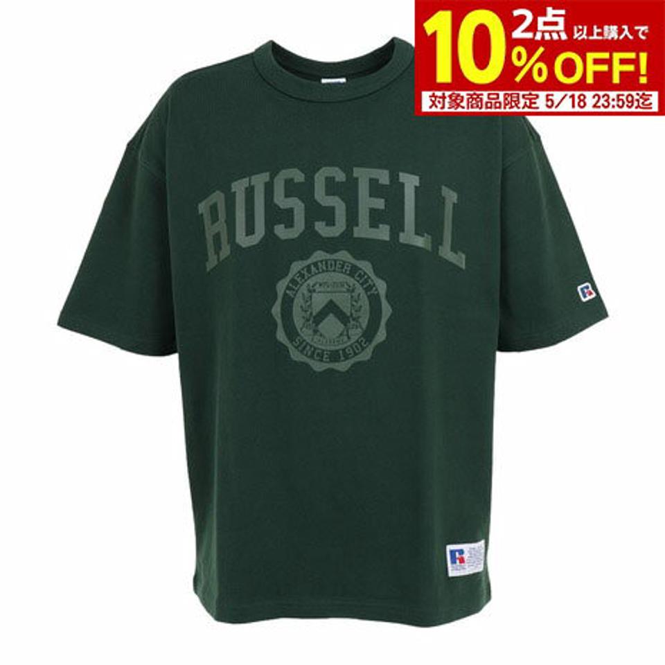【10%OFFクーポン対象!2/1まで】ラッセル(RUSSELL)(メンズ)半袖Tシャツ メンズ 88/12 カレッジクルーネック RBM23S0005 GRN