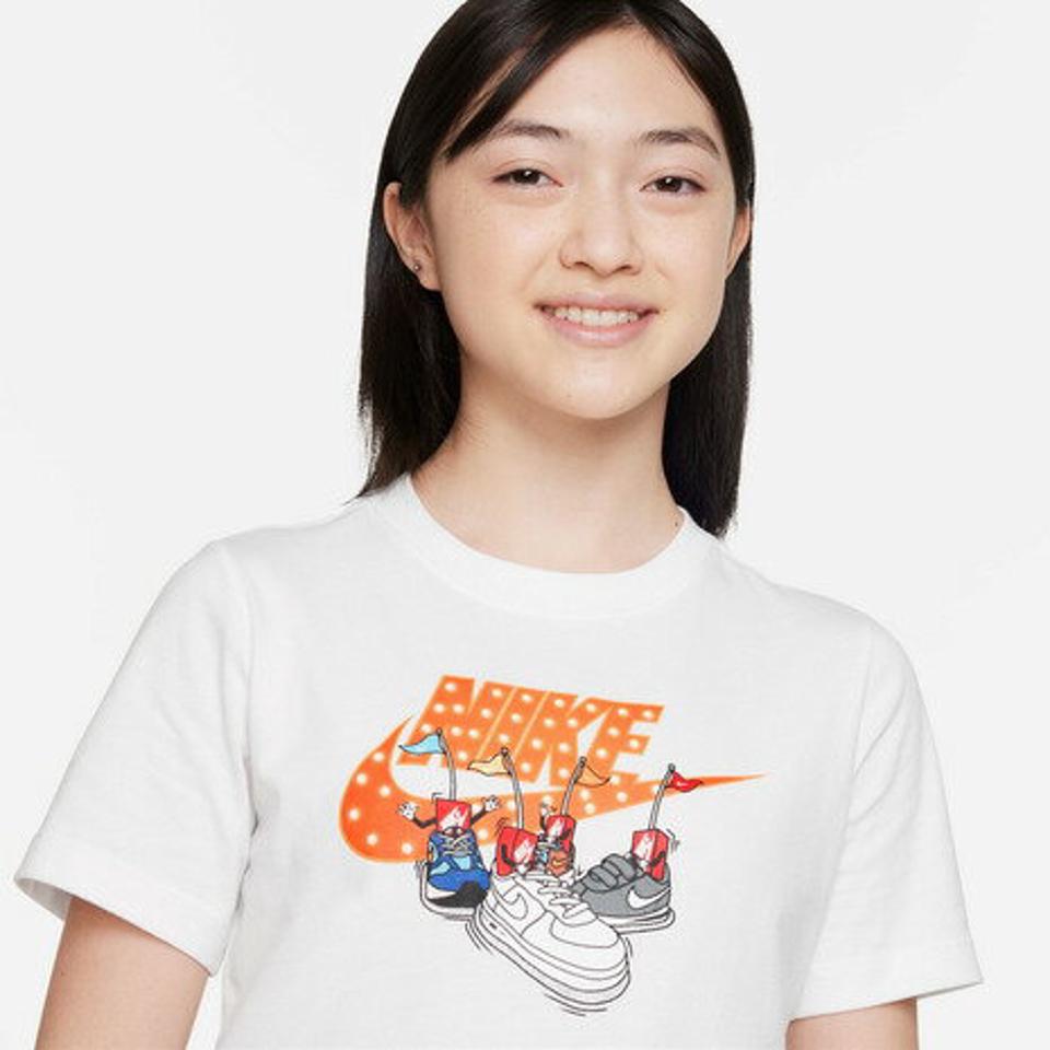 ナイキ(NIKE)(キッズ)半袖Tシャツ キッズ 白 コットン ボクシー FD0844-100