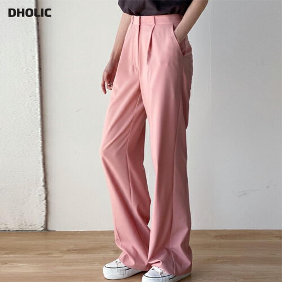 2TYPEワンタックスラックス・t00747 レディース 【pt】 韓国ファッション ボトムス パンツ ロング丈 フルレングス ハイウエスト ポケット ワンタック ワイド ルーズフィット 無地 オフィスカジュアル カラバリ パステル 春 夏 カジュアル