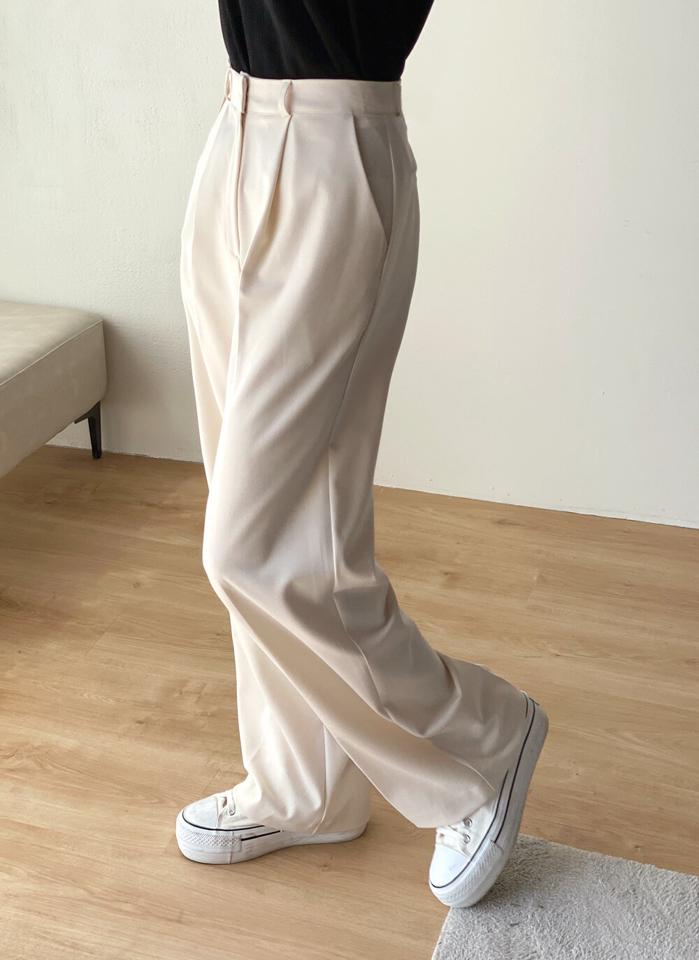 2TYPEワンタックスラックス・t00747 レディース 【pt】 韓国ファッション ボトムス パンツ ロング丈 フルレングス ハイウエスト ポケット ワンタック ワイド ルーズフィット 無地 オフィスカジュアル カラバリ パステル 春 夏 カジュアル