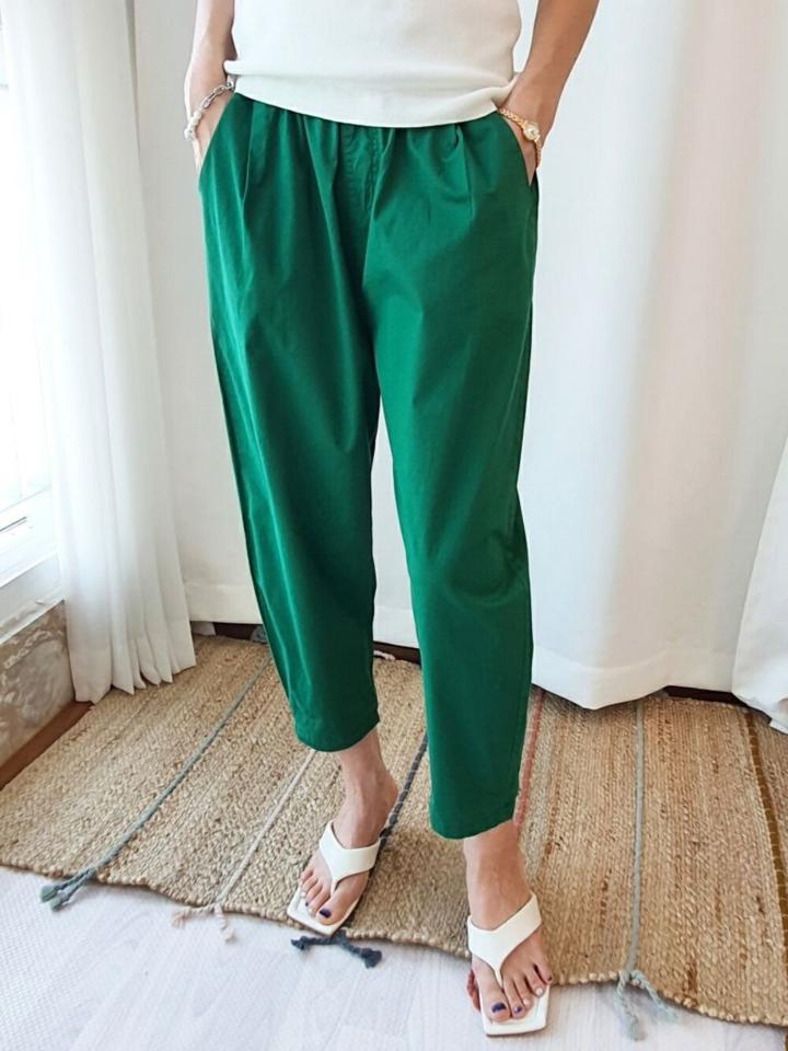コットンイージーテーパードパンツ・p005102 レディース 【pt】 韓国ファッション ボトムス パンツ テーパード ロング丈 9分丈 イージー ウエストゴム コットン ストレート 綿100 無地 カラフル シンプル デイリー 春 夏 カジュアル MKT