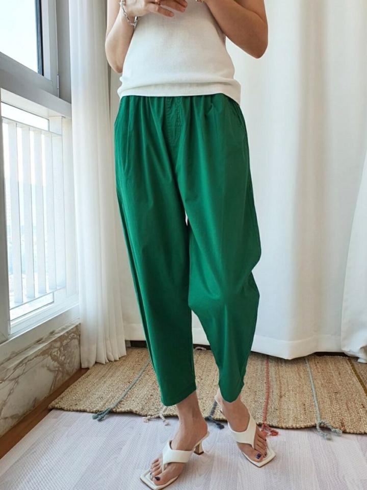 コットンイージーテーパードパンツ・p005102 レディース 【pt】 韓国ファッション ボトムス パンツ テーパード ロング丈 9分丈 イージー ウエストゴム コットン ストレート 綿100 無地 カラフル シンプル デイリー 春 夏 カジュアル MKT