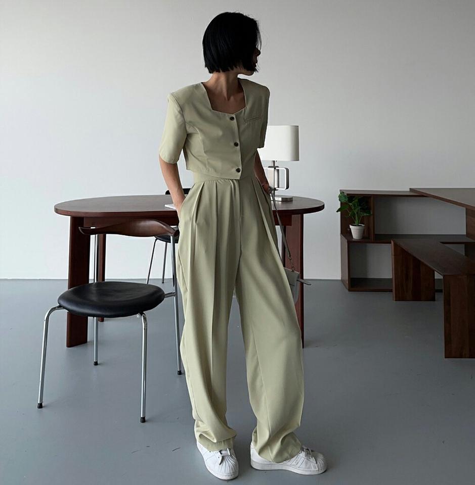 ハイウエストスラックス・p005378 レディース 【pt】 韓国ファッション ボトムス パンツ スラックス ロング丈 フルレングス ハイウエスト タック ワイド ルーズフィット 無地 オフィスカジュアル モード 春 夏 カジュアル MKT