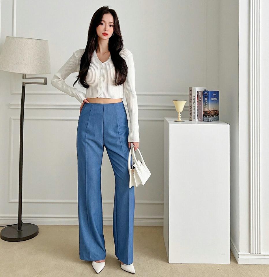 ダーツデニムストレートパンツ・p005389 レディース 【pt】 韓国ファッション ボトムス パンツ デニムパンツ デニム ロング丈 フルレングス ダーツ ストレート ルーズ レーヨン混 無地 シンプル デイリー 春 夏 カジュアル MKT