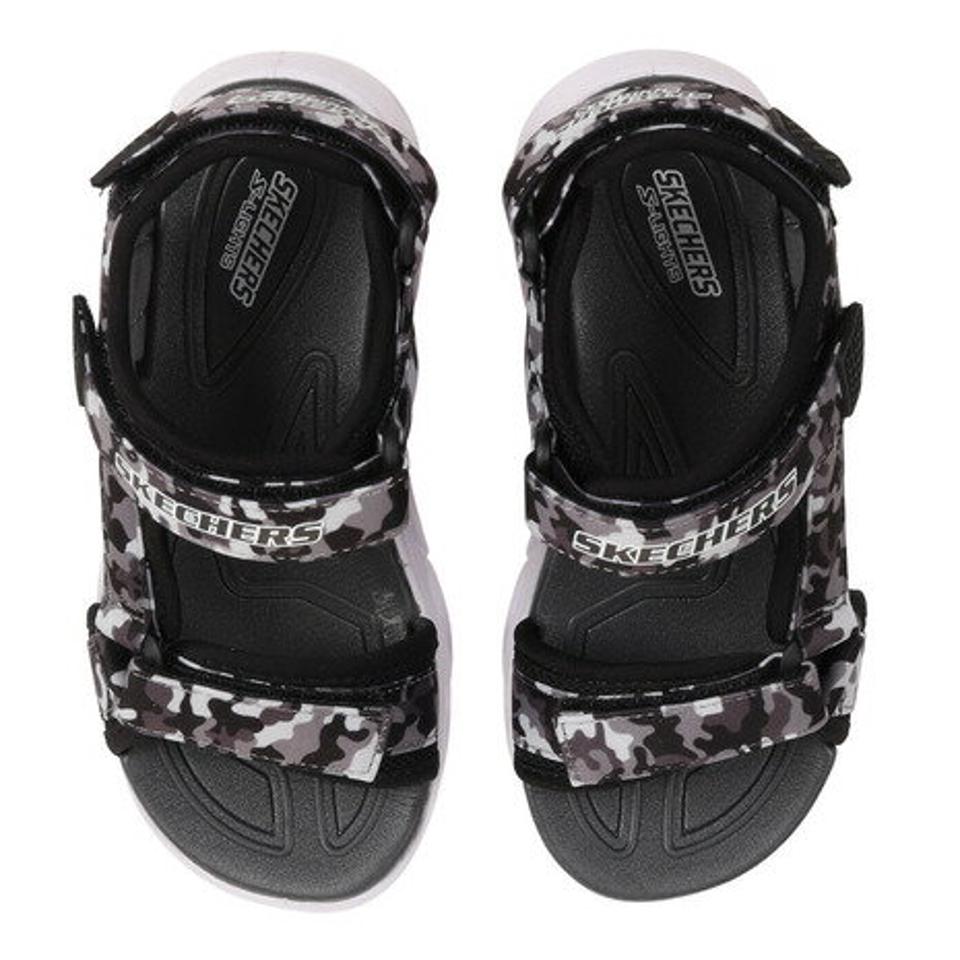 スケッチャーズ（SKECHERS）（キッズ）ジュニアストラップサンダル ヒプノスプラッシュ サン ブレイクス ブラック 400077L-BKGY 面ファスナー レジャー プール