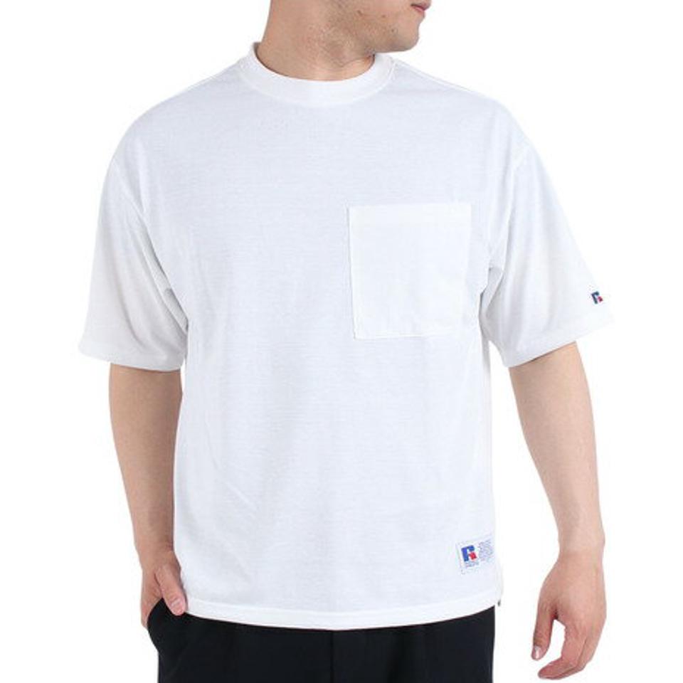 【20%OFFクーポン対象!8/10まで】ラッセル(RUSSELL)(メンズ)半袖Tシャツ メンズ コットンライク ポケット RBM23S0009 WHT