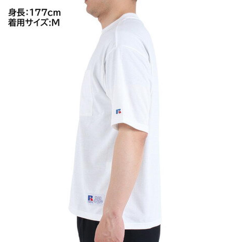 【20%OFFクーポン対象!8/10まで】ラッセル(RUSSELL)(メンズ)半袖Tシャツ メンズ コットンライク ポケット RBM23S0009 WHT