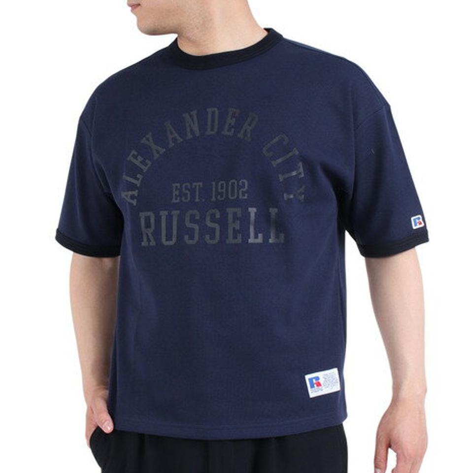【10%OFFクーポン対象!8/10まで】ラッセル(RUSSELL)(メンズ)半袖Tシャツ メンズ ドライフィット 鹿の子 RBM23S0007 NVY