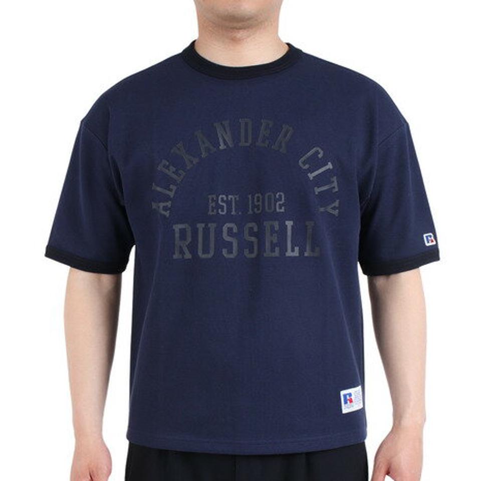 【10%OFFクーポン対象!8/10まで】ラッセル(RUSSELL)(メンズ)半袖Tシャツ メンズ ドライフィット 鹿の子 RBM23S0007 NVY