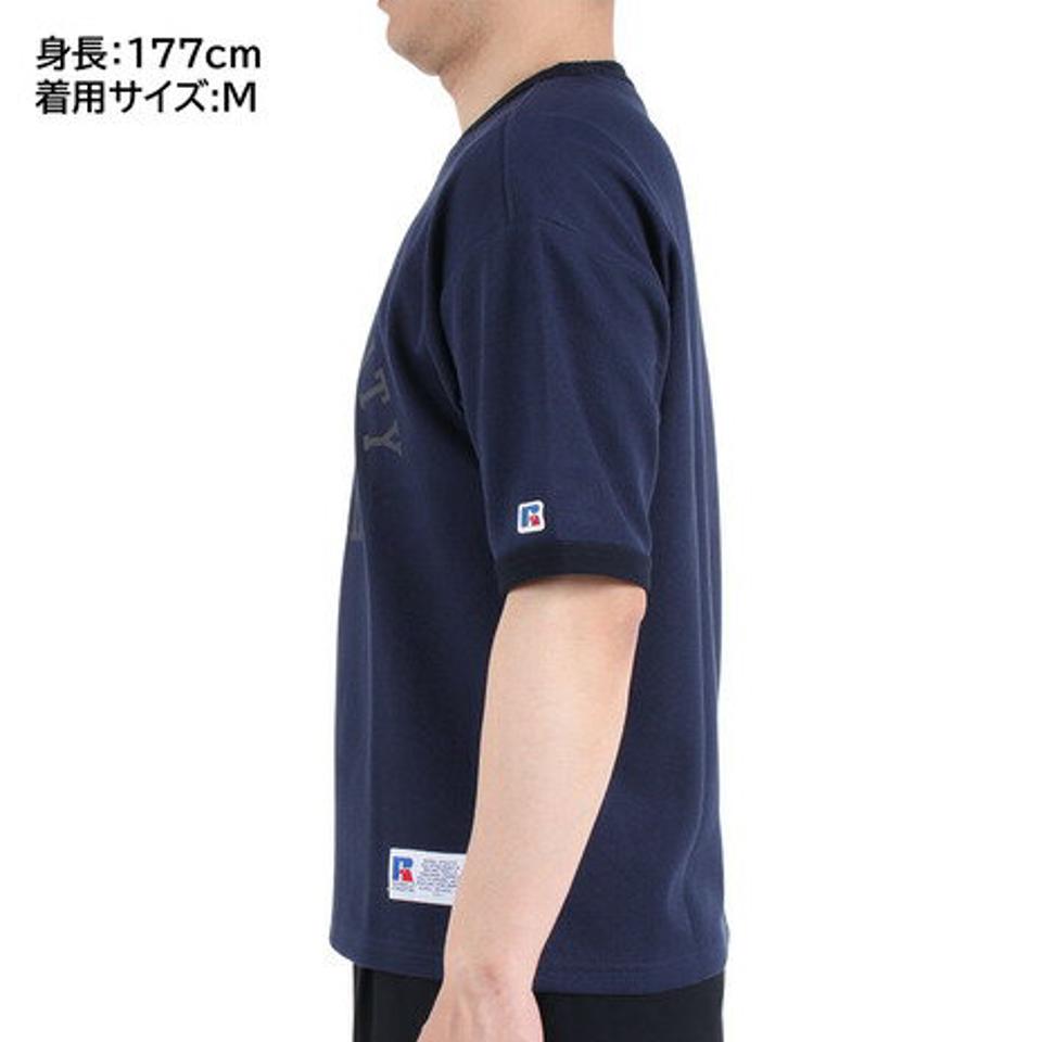 【10%OFFクーポン対象!8/10まで】ラッセル(RUSSELL)(メンズ)半袖Tシャツ メンズ ドライフィット 鹿の子 RBM23S0007 NVY