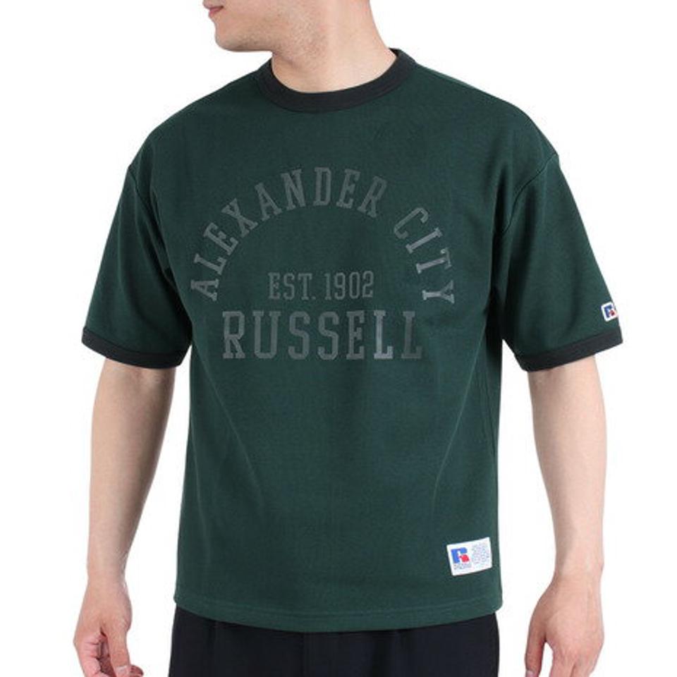 【10%OFFクーポン対象!8/10まで】ラッセル(RUSSELL)(メンズ)半袖Tシャツ メンズ ドライフィット 鹿の子 RBM23S0007 GRN